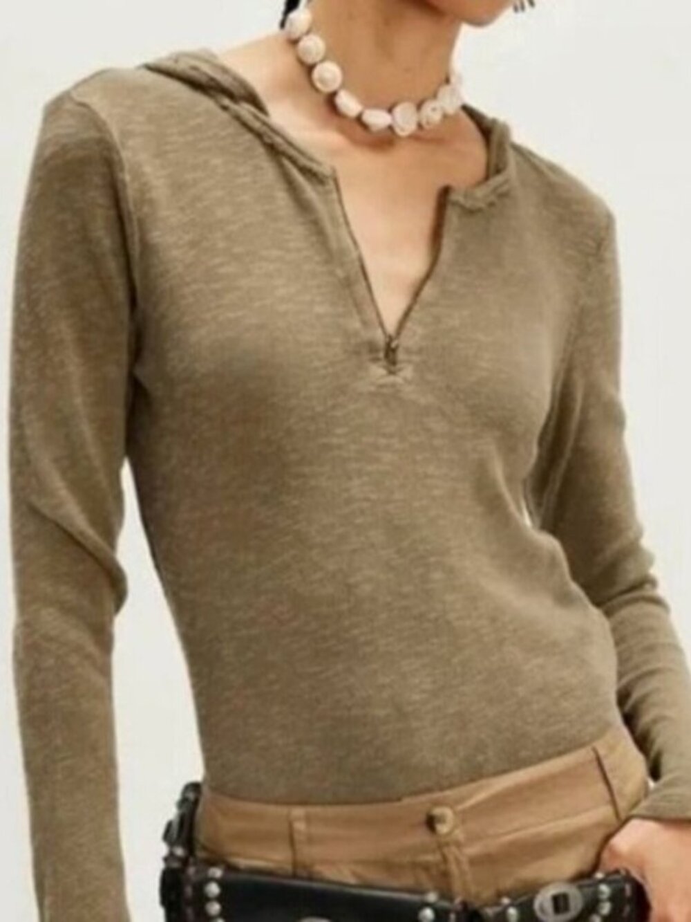 FREE PEOPLE WE THE FREE Speed Drive Hooded Long Sleeve in Caiman Olive Size XS